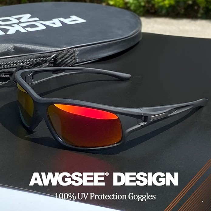 Polarized Sports Sunglasses for Men 100% UV Protection Wrap Around Unbreakable Sun Glasses for Fishing Driving