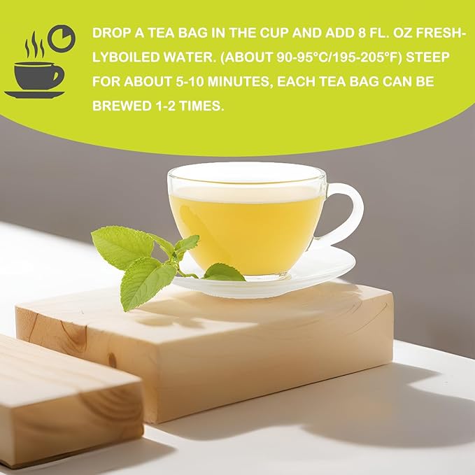 Samcci - Spearmint Tea Bags, 40 Teabags, 1.5g/bag - Pure Spearmint Leaves - Non-GMO - Caffeine-free Herbal Tea - Hormone Balance & Support Digestion & Natural Breath Freshener