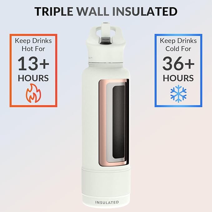 Coldest Insulated Water Bottle with Straw Lid - Stainless Steel Metal Insulated Bottle for Men & Women (Margarita, 40 oz)