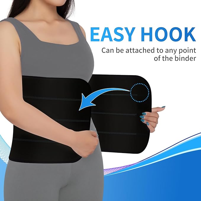 S Abdominal Binder Post Surgery for Men and Women, 12" High Postpartum Tummy Tuck Belt Provides Bariatric Stomach Compression, High Elasticity, Breathable - (30" - 45") 4 PANEL Black
