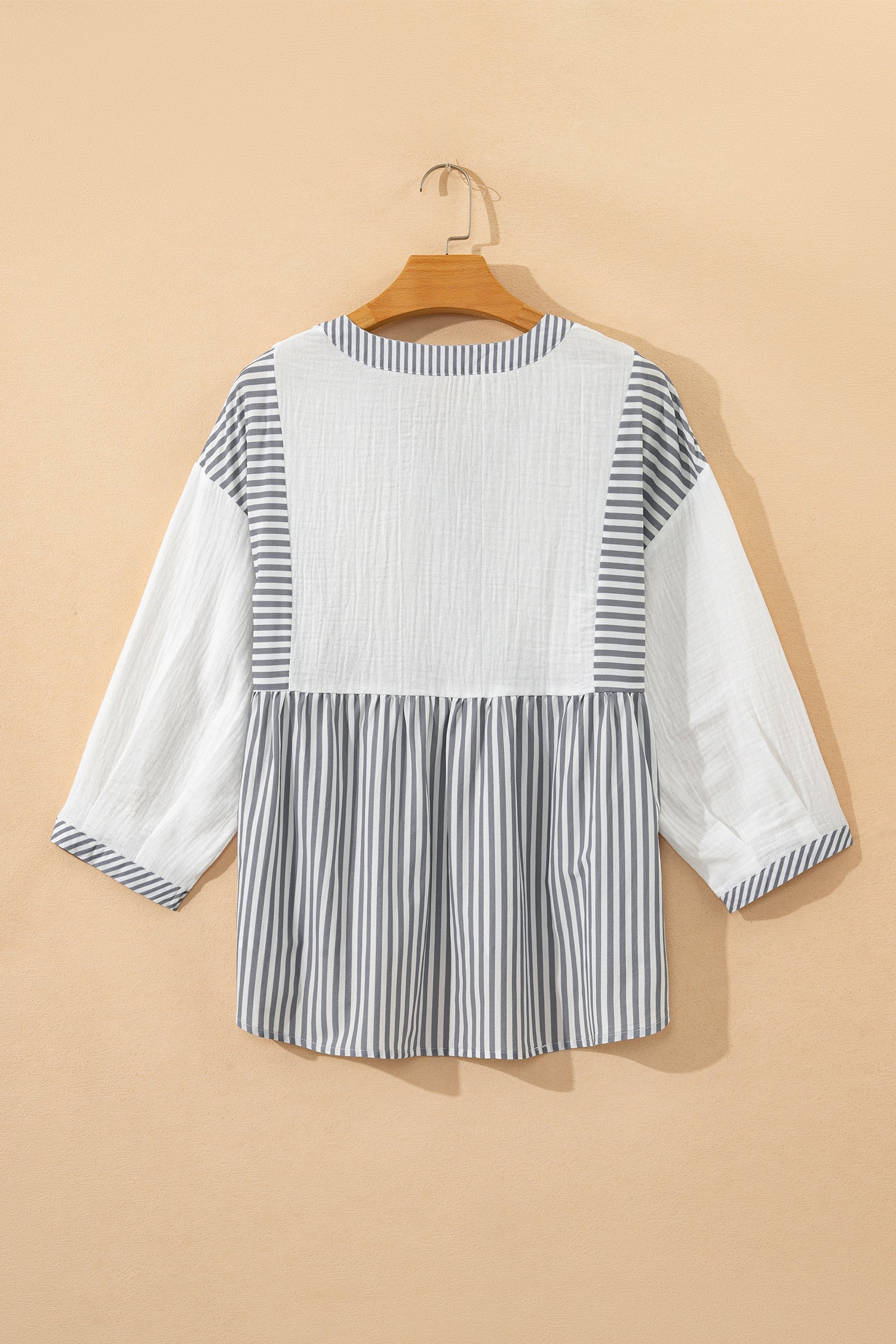 Zahra Striped Cotton Babydoll Blouse with Bracelet Sleeves