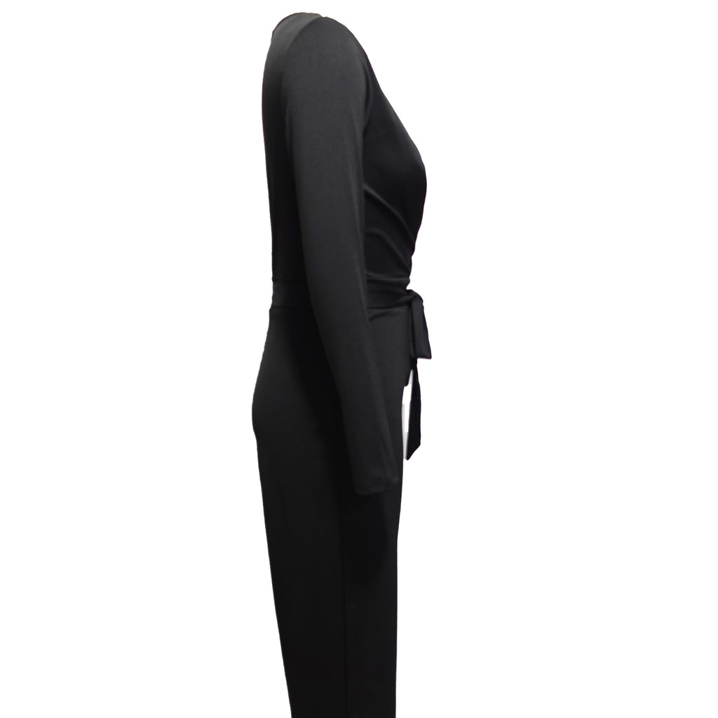 Sophisticated Black V-Neck Long Sleeved Jumpsuit