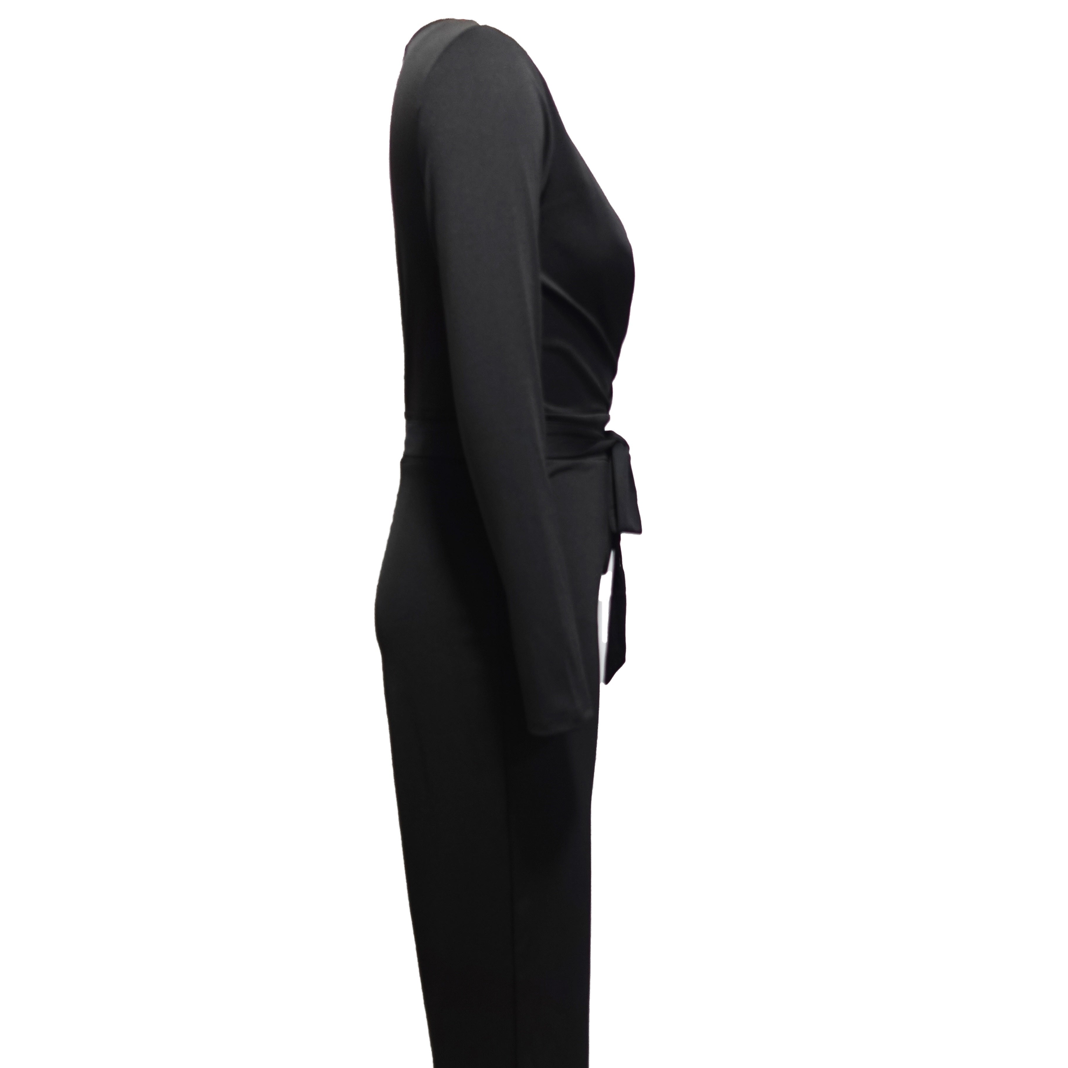 Sophisticated Black V-Neck Long Sleeved Jumpsuit