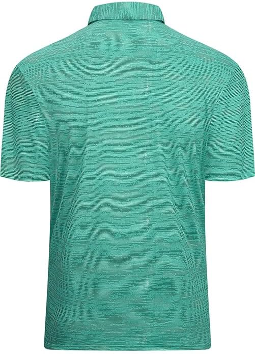 Men's Jacquard Striped Golf Polo Shirt Moisture Wicking Performance