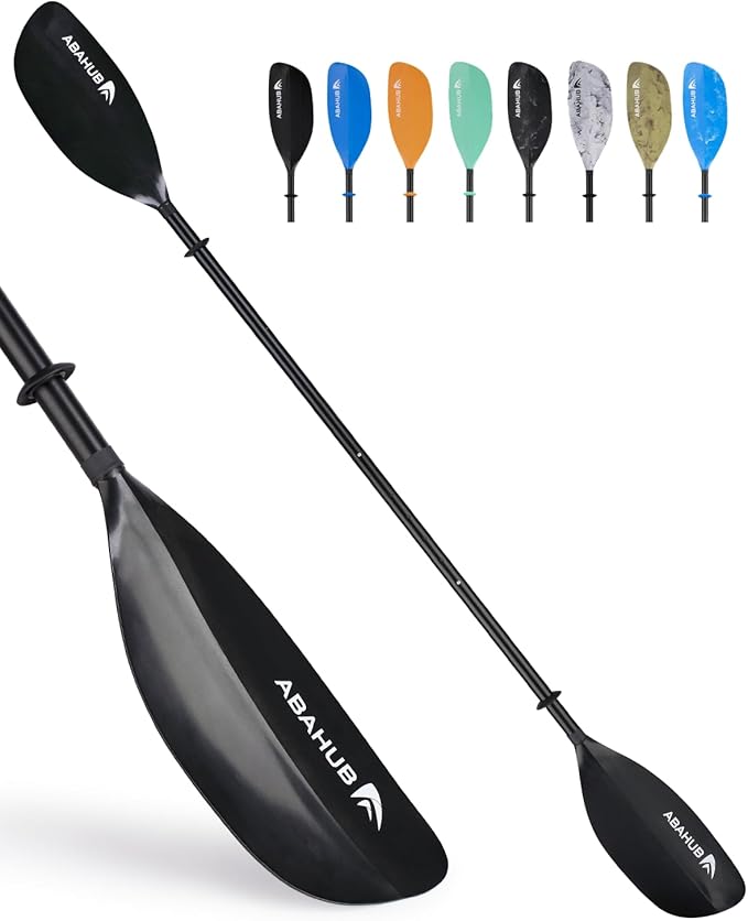 Abahub Adjustable Kayak Paddle 210-230 cm/ 230-250 cm Floating Kayaking Oars Boating Oars Canoeing Oars Black