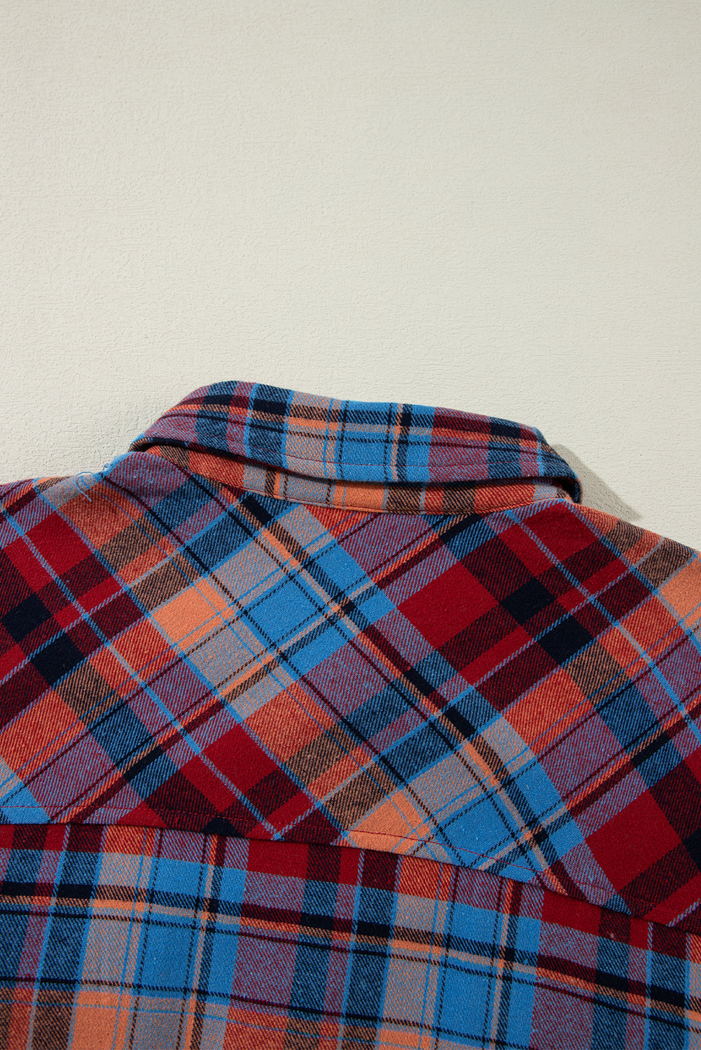Women's Red Plaid Print Drop Sleeve Loose Shirt Casual Top