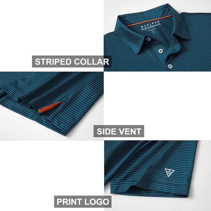 Men's Striped Jersey Performance Polo Shirt