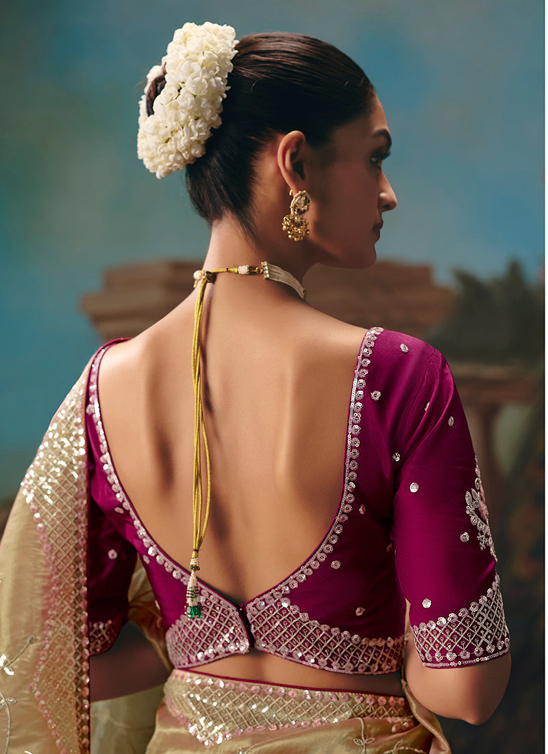 Multicolor Fancy Fabric Saree with Intricate Embroidered Work