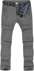 TBMPOY Men's Snow Ski Hiking Pants Waterproof Winter Fleece Lined Pants Camping Skiing Ice Fishing Pants with Belt