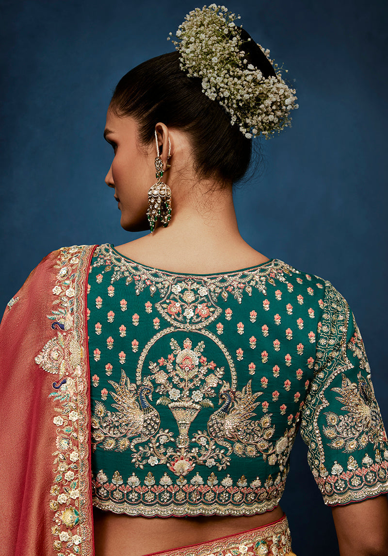 Rust Fancy Fabric Embroidered Saree with Stitched Blouse