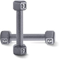 WF Athletic Supply Cast Iron Solid Hexagon Gray/Black Dumbbells, Strength Training Free Weights Set of 2 for Women and Men, Hand Weights Sold by Pairs, Multi-Select Size Options Available