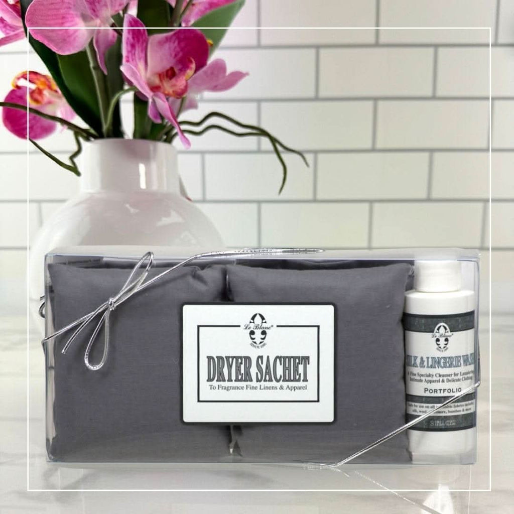 Luxury Dryer Sachets for Fine Linens - Neutral Grey, Double Pack