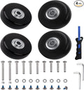 Luggage Suitcase Replacement Wheels Set of 4 PU Bearing Wheels-Install Width 0.8in/21mm with 3 Size Axles and Hacksaw for Trolley Bag Drawbar Box Smooth Rolling Repair(50mm x 18mm)