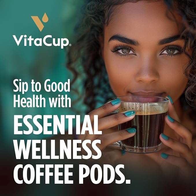 VitaCup Immunity Coffee Pods, Wellness Boost with Antioxidants, Echinacea, Probiotics, Vitamin C & D3, Medium Dark Roast, Recyclable Single Serve Pod Compatible with Keurig K-Cup Brewers,16 Ct