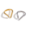 Geometric Zircon Open Ring in Stainless Steel - Minimalist Jewelry