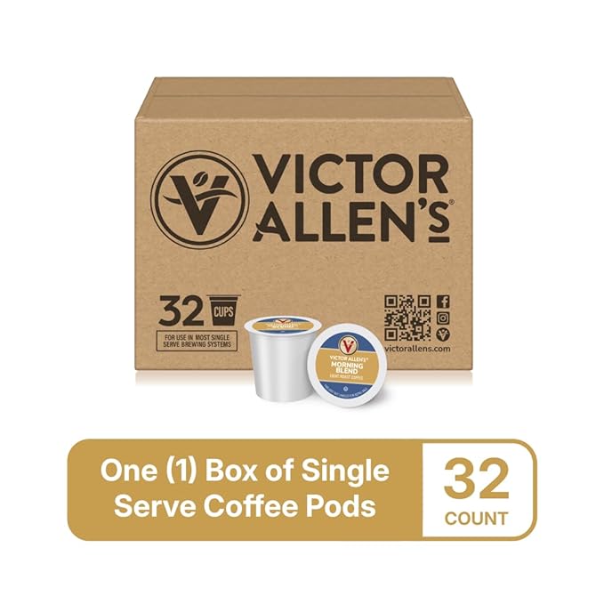 Victor Allen's Coffee Morning Blend, Light Roast, 32 Count, Single Serve Coffee Pods for Keurig K-Cup Brewers
