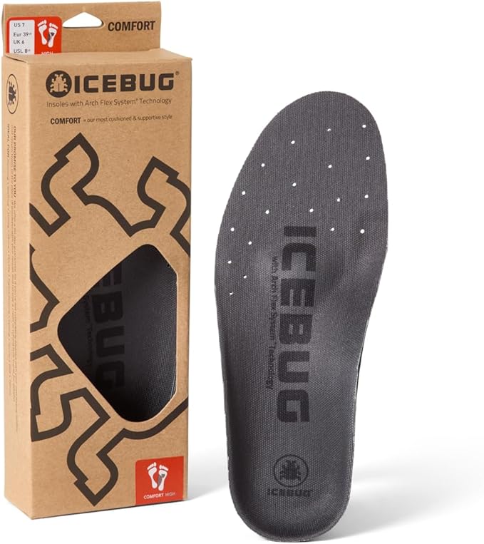 Icebug Comfort Insoles with Dynamic Arch Support, Charcoal High Arch, M 11