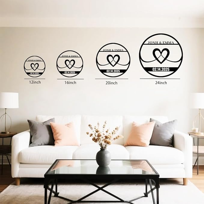Personalized Wedding Metal Name Sign | Custom Wall Art Gifts for Couples | Custom Metal Signs |Engagement Gift | Anniversary Wedding Date Sign | Bedroom Decor for Couples