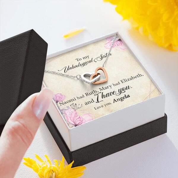 Personalized Interlocking Heart Necklace - Gift Idea For Best Friend - To My Unbiological Sister