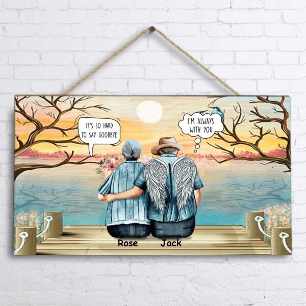 Personalized Old Couple Rectangle Doorsign - Best Gift Idea For Grandparents/Couple - It's So Hard To Say Goodbye
