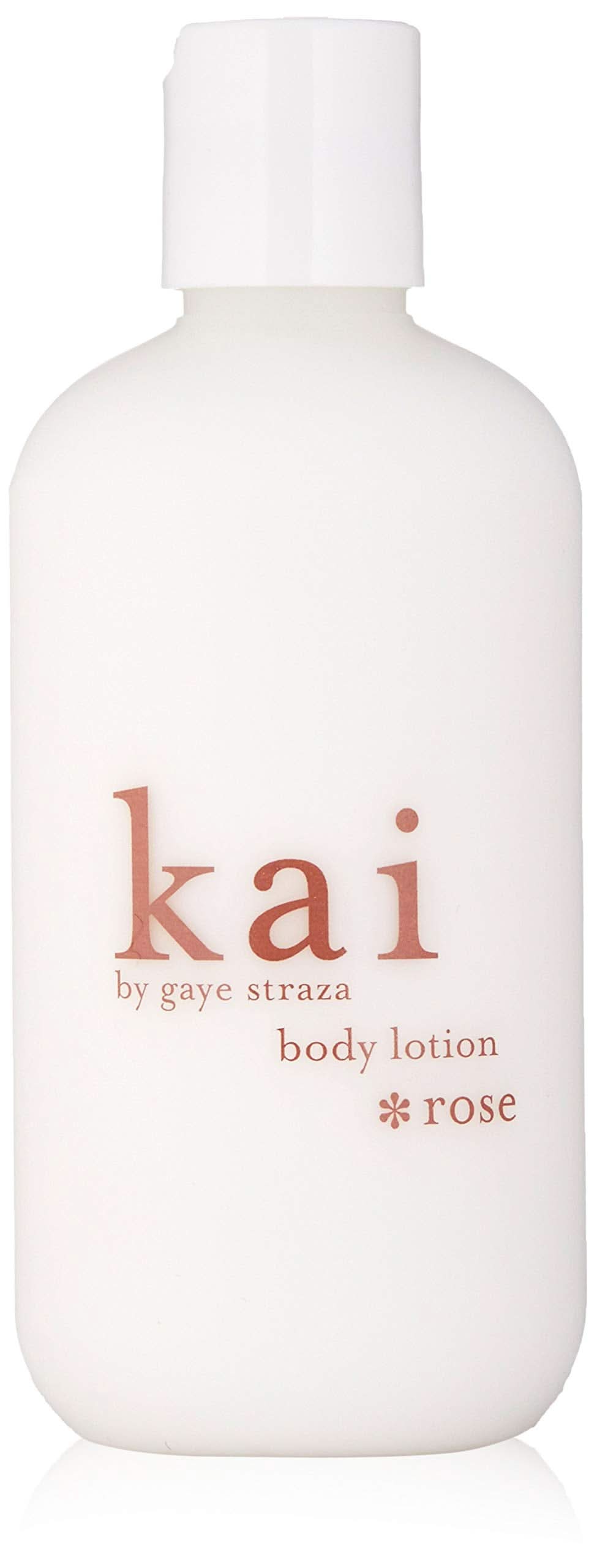 Luxurious bottle of kai Rose Body Lotion enriched with shea butter and botanical extracts.