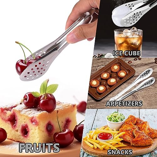 10PCS 5 Inch mini tongs Serving Tongs Small Kitchen Tongs Silver