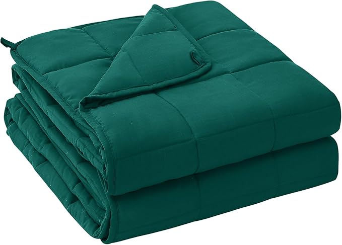 yescool Weighted Blanket for Adults (17 lbs, 48" x 72", Dark Green) Cooling Heavy Blanket for Sleeping Perfect for 190-210 lbs, Twin Size Breathable Blanket with Premium Glass Bead, Machine Washable