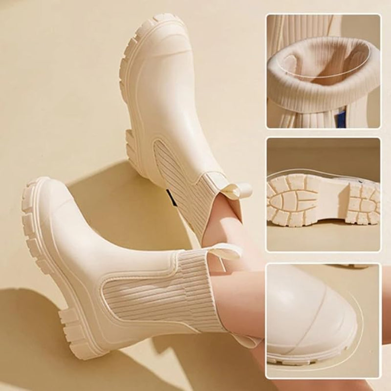 Women's Waterproof Mid-Tube Rain Boots with Non-Slip Lug Sole - Image 2