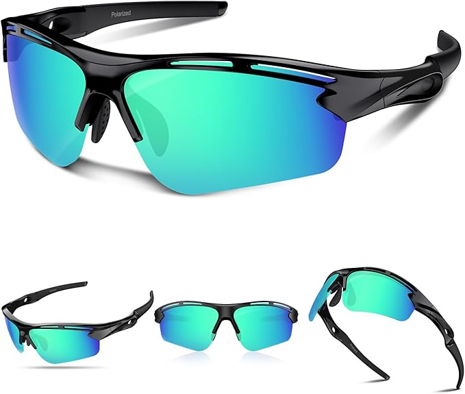 Polarized Sports Sunglasses for Men Women,UV400 Protection Sunglass for Running Cycling Fishing Hiking TR90
