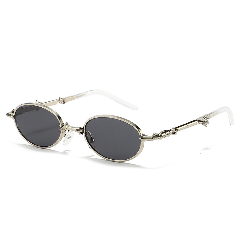 Foldable Small Frame Sunglasses with Tinted Lenses for Women