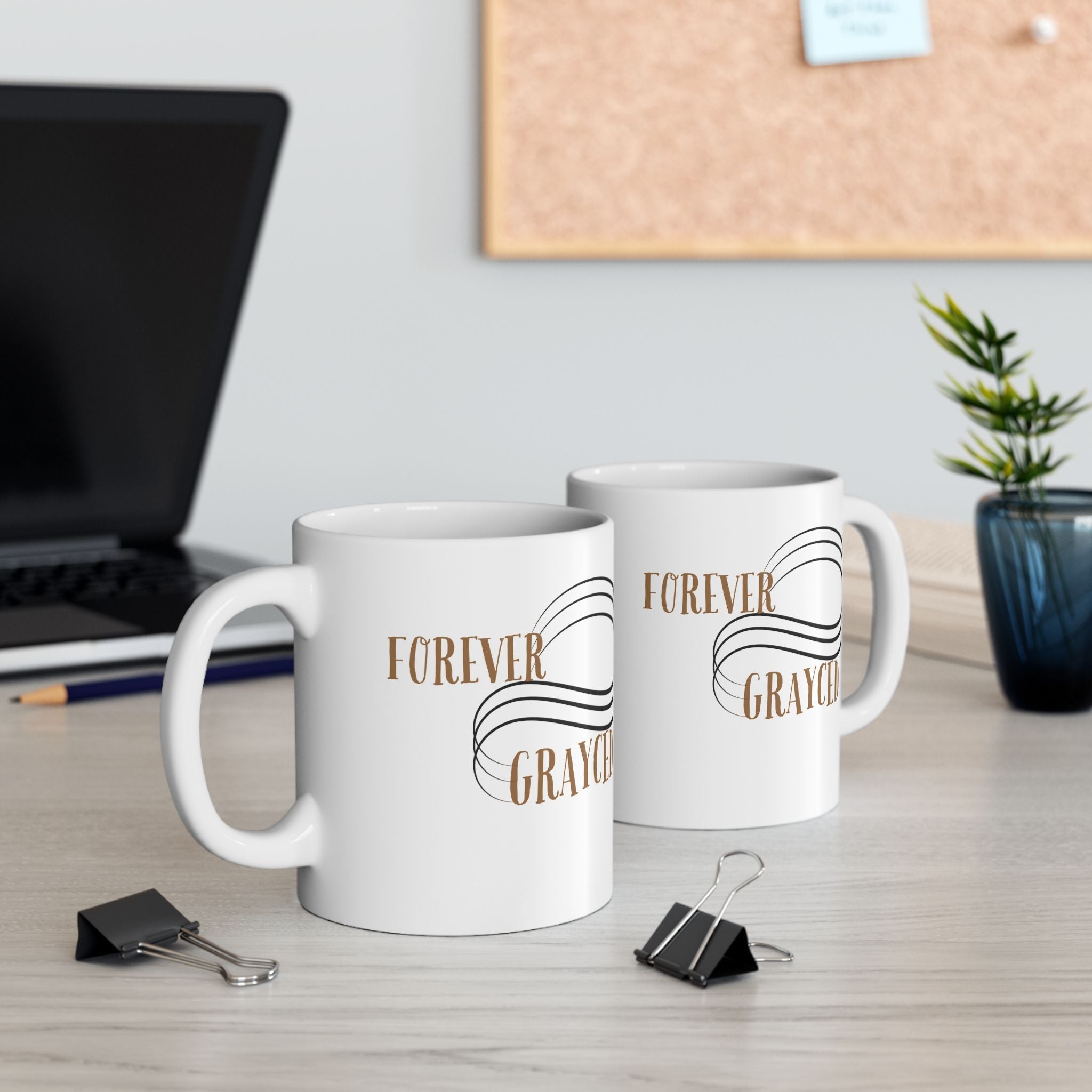 Modern Ceramic Coffee Mug in White, Black, and Gold, 11oz or 15oz