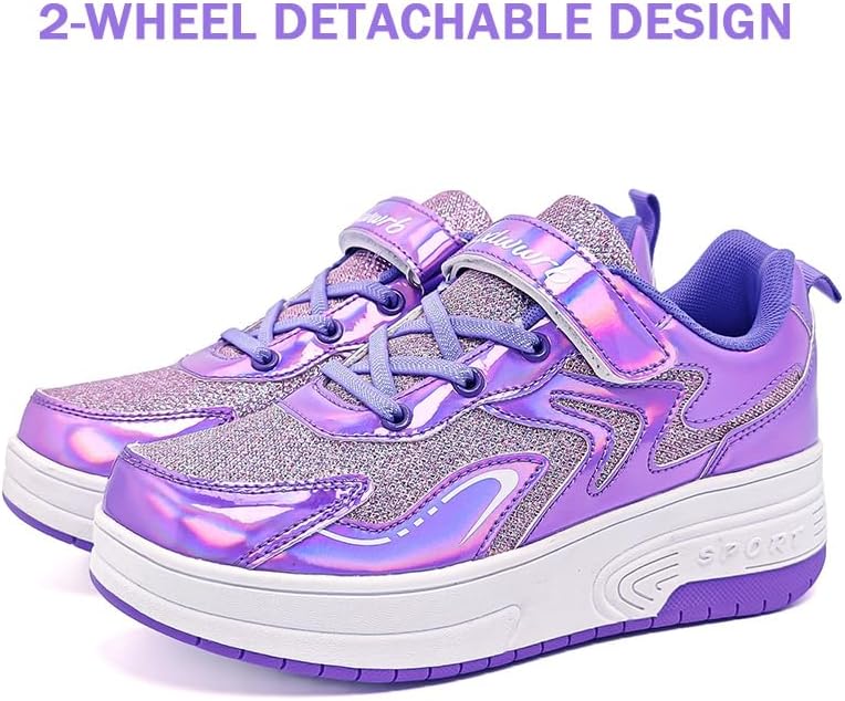Wooowyet Roller Skate Shoes for Kids Boys Girls Rechargealbe Wheels Sneakers Fashion Roller Wheeled