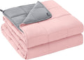 yescool Weighted Blanket for Adults (12 lbs, 60" x 80", Pink Grey) Cooling Heavy Blanket for Sleeping Perfect for 110-130 lbs, Queen Size Breathable Blanket with Premium Glass Bead, Machine Washable