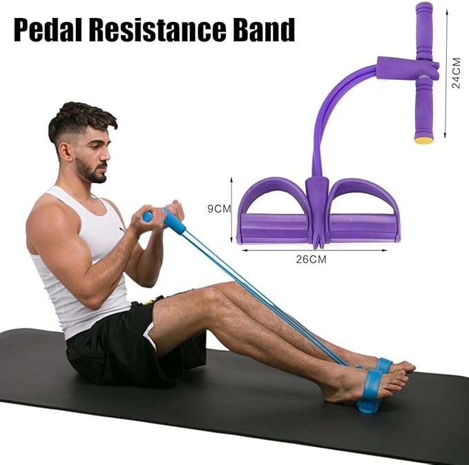 21 Fitness Resistance Bands - 4 Tube Pedal Ankle Puller, Yoga Handle Bands Exerciser Multifunction Trainer Tension Rope for Body, Abdomen, Waist, Arm, Tummy Exercise Stretching Training ( Color : Gree