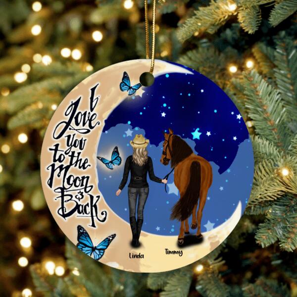 Personalized Horse Moon Ornament - Best Gift For Horse Lovers - I Love You To The Moon & Back