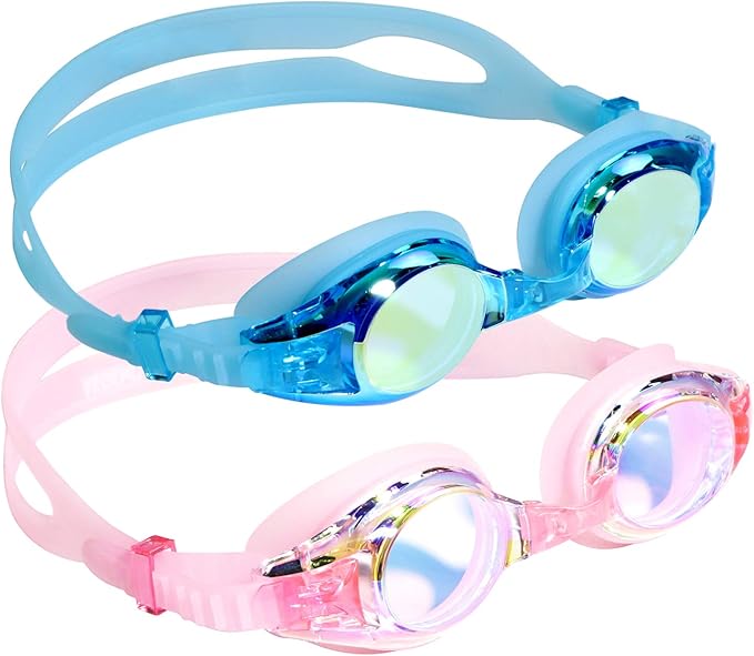 Aegend 2 Pack Kids Goggles, Swimming Goggles for Kids Age 4-16 Boys and Girls Youth, Anti-Fog Waterproof Anti-UV Pool Goggles