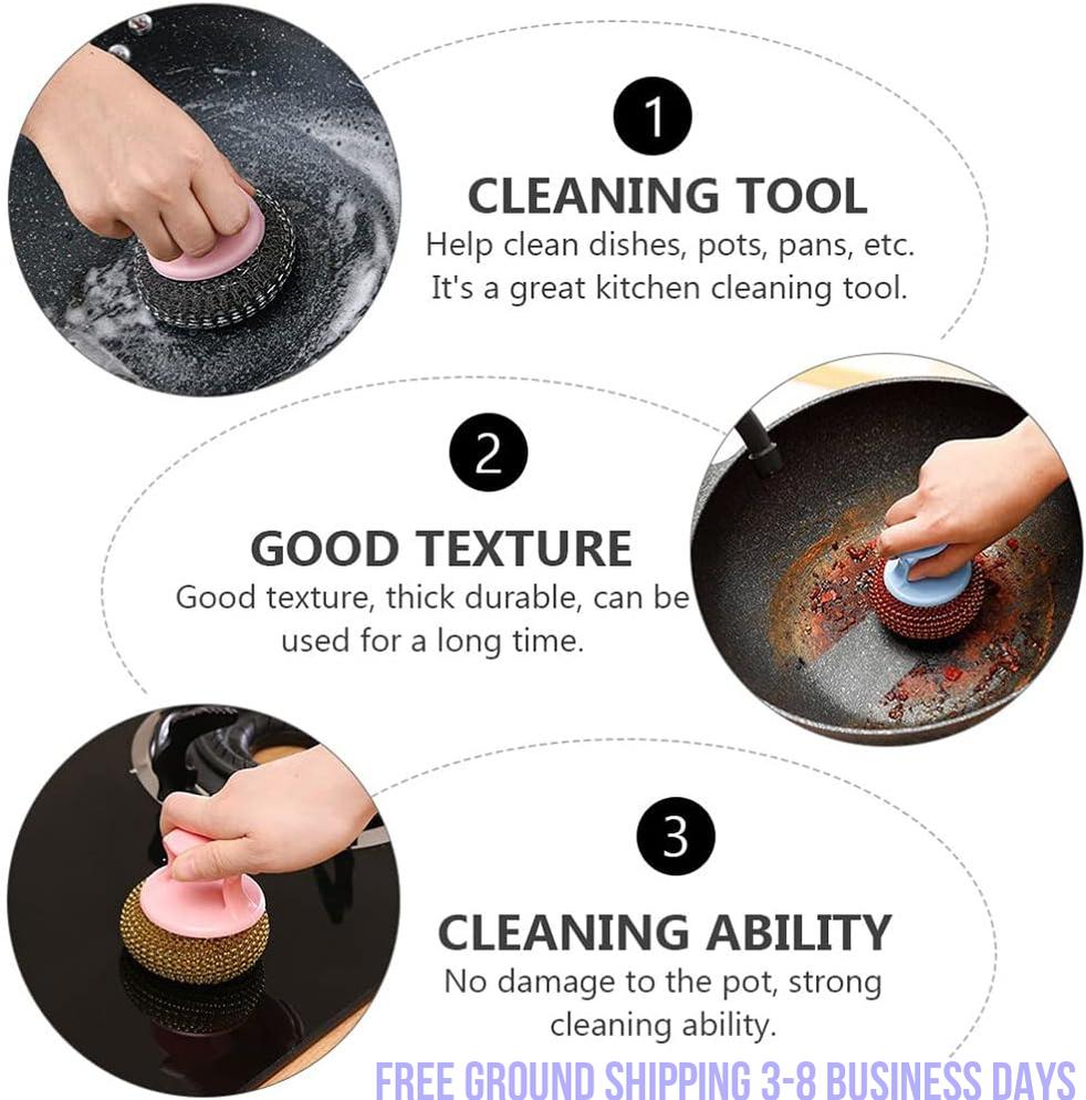 10pcs Cleaning Ball Brush Cleaning Brush Kitchen Cleaner Dish Brush Kitchen Scrubber Kitchen Helper Washing Brush Steel Wire Ball Scrubber Wire Brush Dish Towel Kitchen Accessory