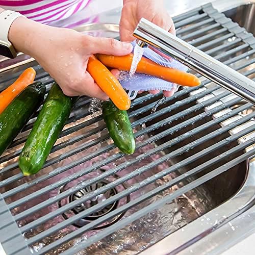Ahyuan Large Roll up Dish Drying Rack 20.5'' Silicone Over Sink Dish Drying