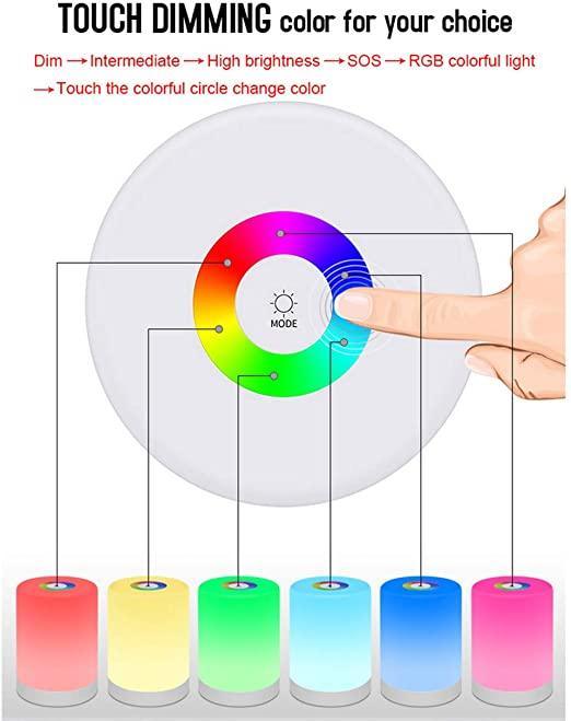 Portable Touch Dimmable LED Bedside Table Lamp for Living Room