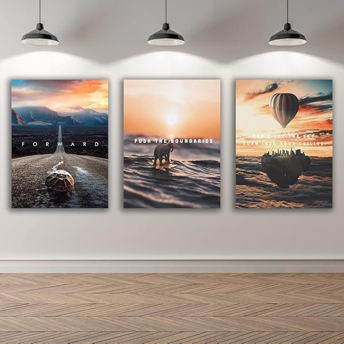 Motivational Wall Decor Poster Inspirational Wall Art 3 Pieces Canvas Wall Painting Framed Artwork for Living Room Bedroom Office Home Decor Prints Pictures Wall Decor Ready to Hang 60''Wx 28''H