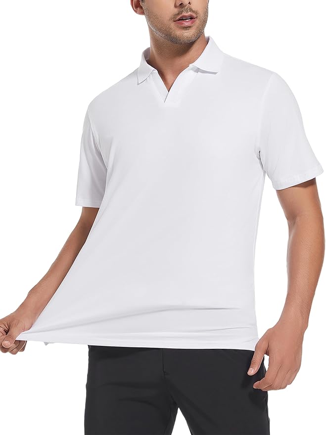 Men's Jacquard Golf Polo Shirt Moisture Wicking Performance Fit