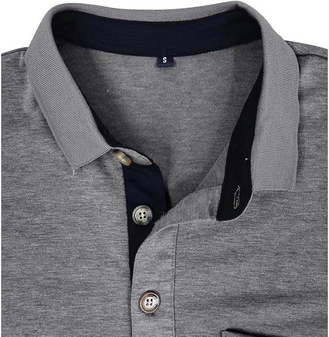 Men's Classic Cotton Polo Shirt Short Sleeve Button Golf Tee
