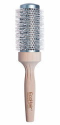 Eco-friendly bamboo round thermal hair brush in light wood and blue, 1 3/4 inch barrel