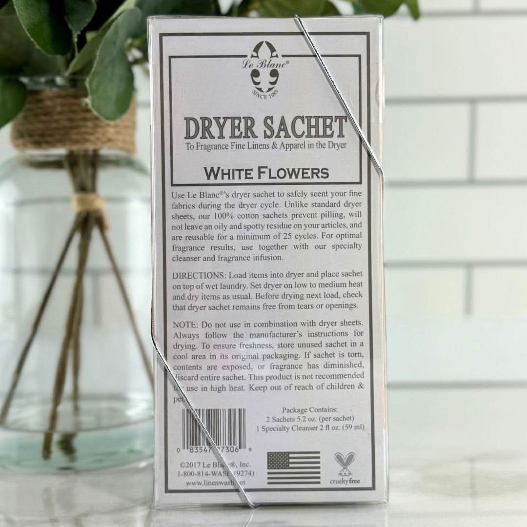 White Flowers Dryer Sachets - Natural Laundry Scent Booster