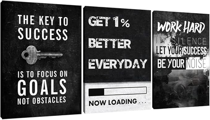 Yetaryy Motivational Poster Inspirational Wall Art 3 Pieces Canvas Painting Lion Artwork for Living Room Office Modern Home Decor Prints Pictures Wall Decor Framed Ready to Hang [48''Wx 24''H]