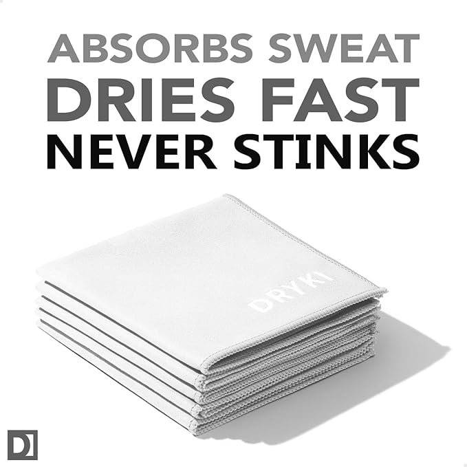 Pocket-Sized Sweat Towels - The Original Sweat Absorbing Handkerchiefs - Quick-Dry Microfiber Sweat Rags for Face, Hands, & Body - Men & Women - Gym, Sports, and Work (White: 5 Pack)