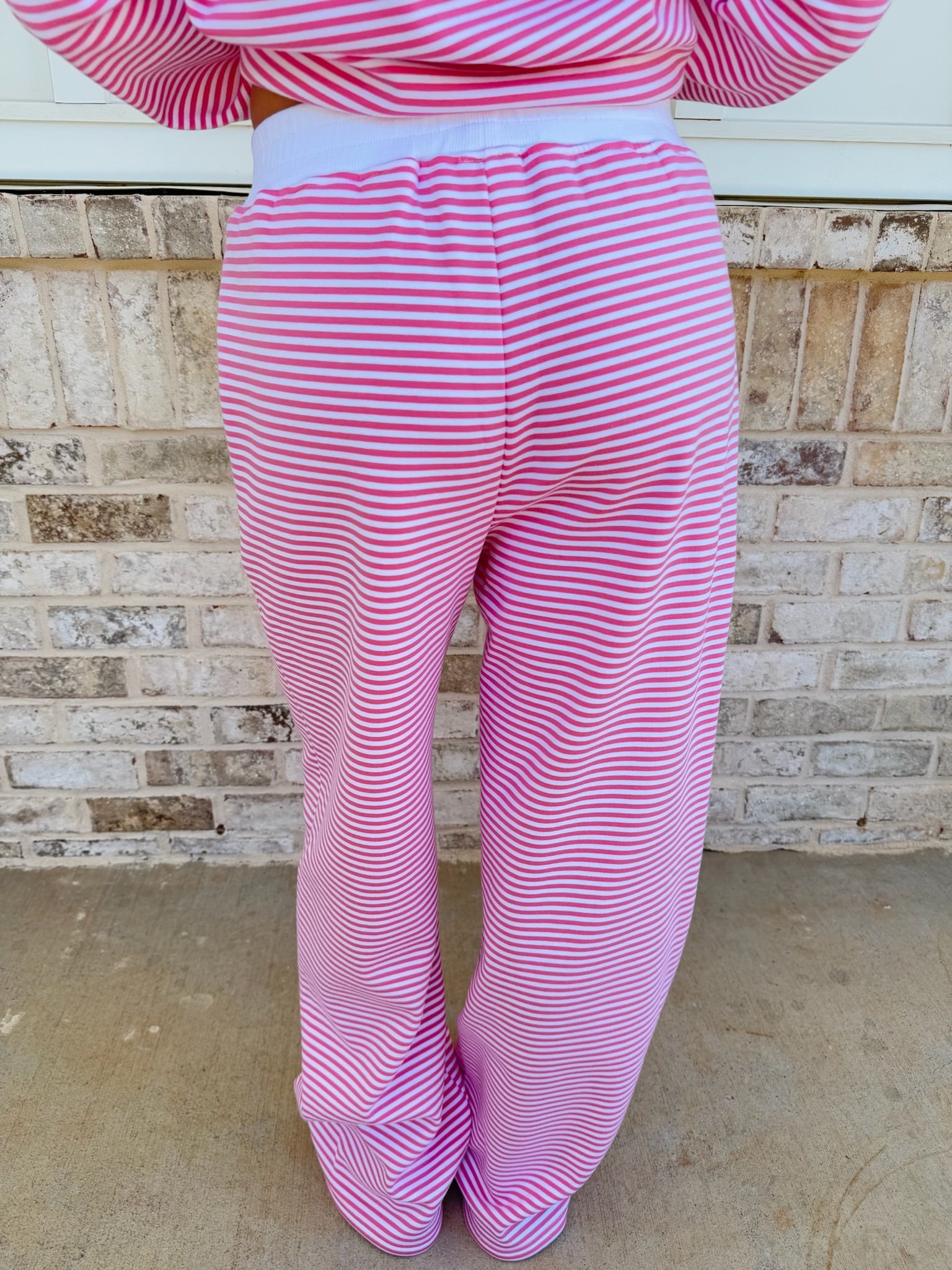 Dark Pink and White Striped Unisex Sweatpants Loungewear