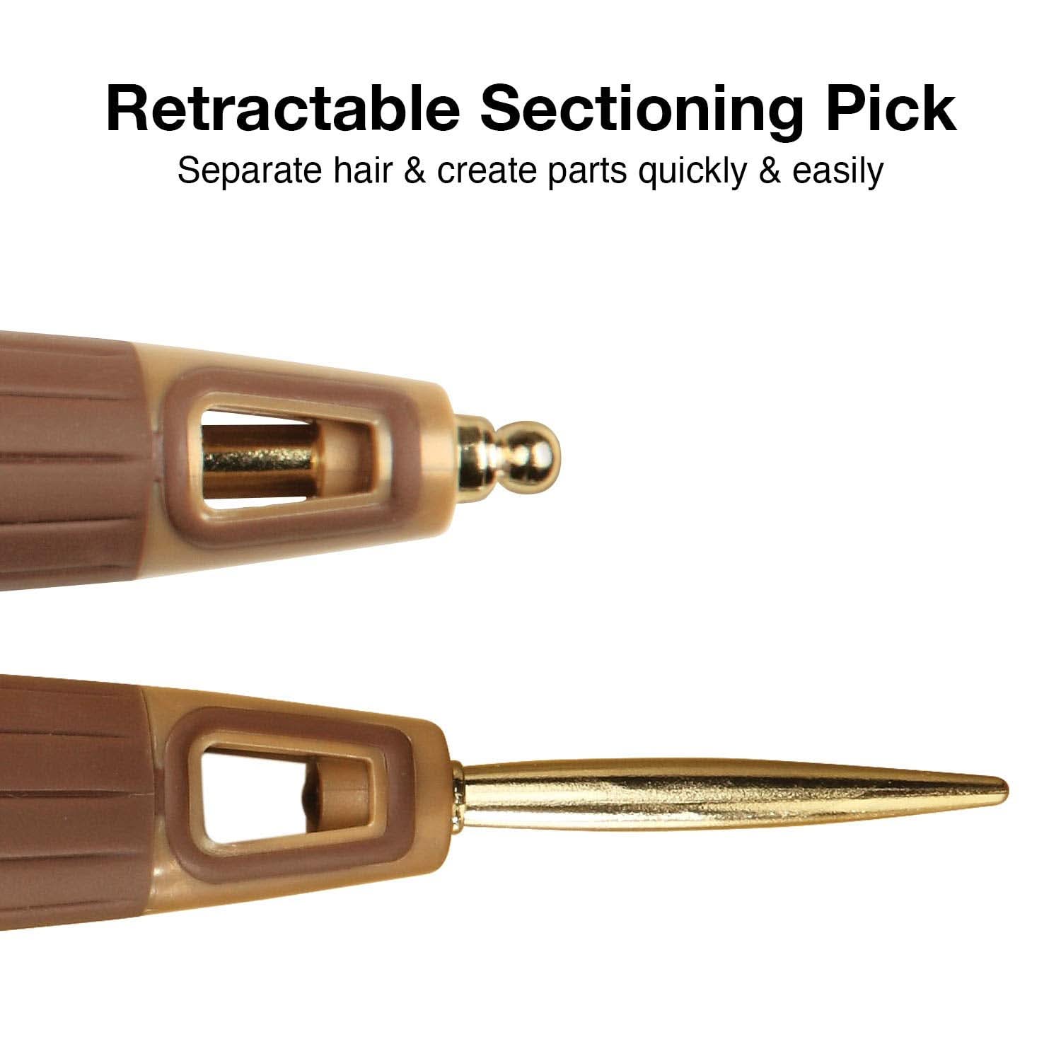 NanoThermic Ceramic + Ion 9 Row Styling Paddle Brush Gold Brown