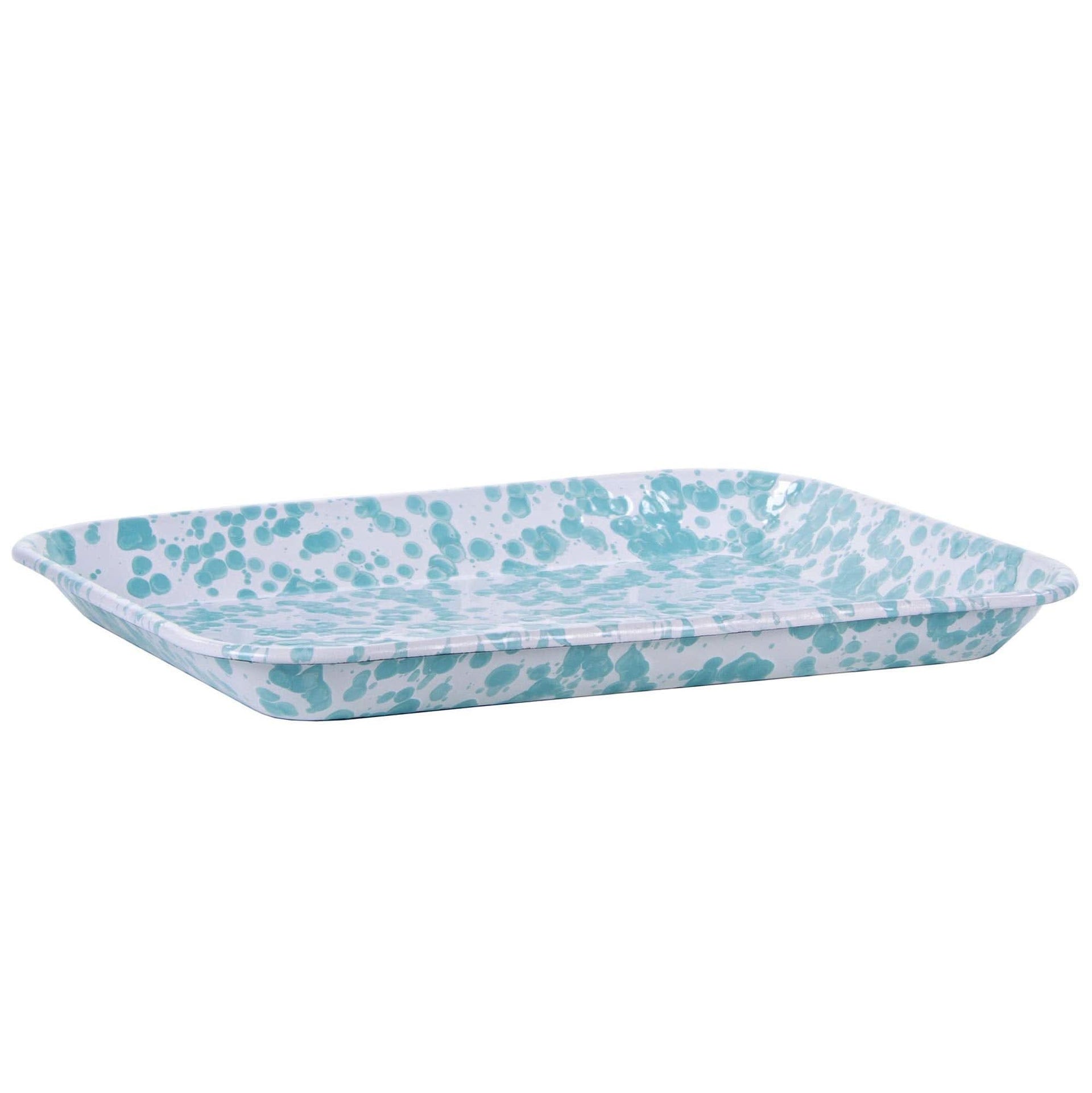 Enamelware Quarter Sheet Trays - Durable Spatterware Set of 2