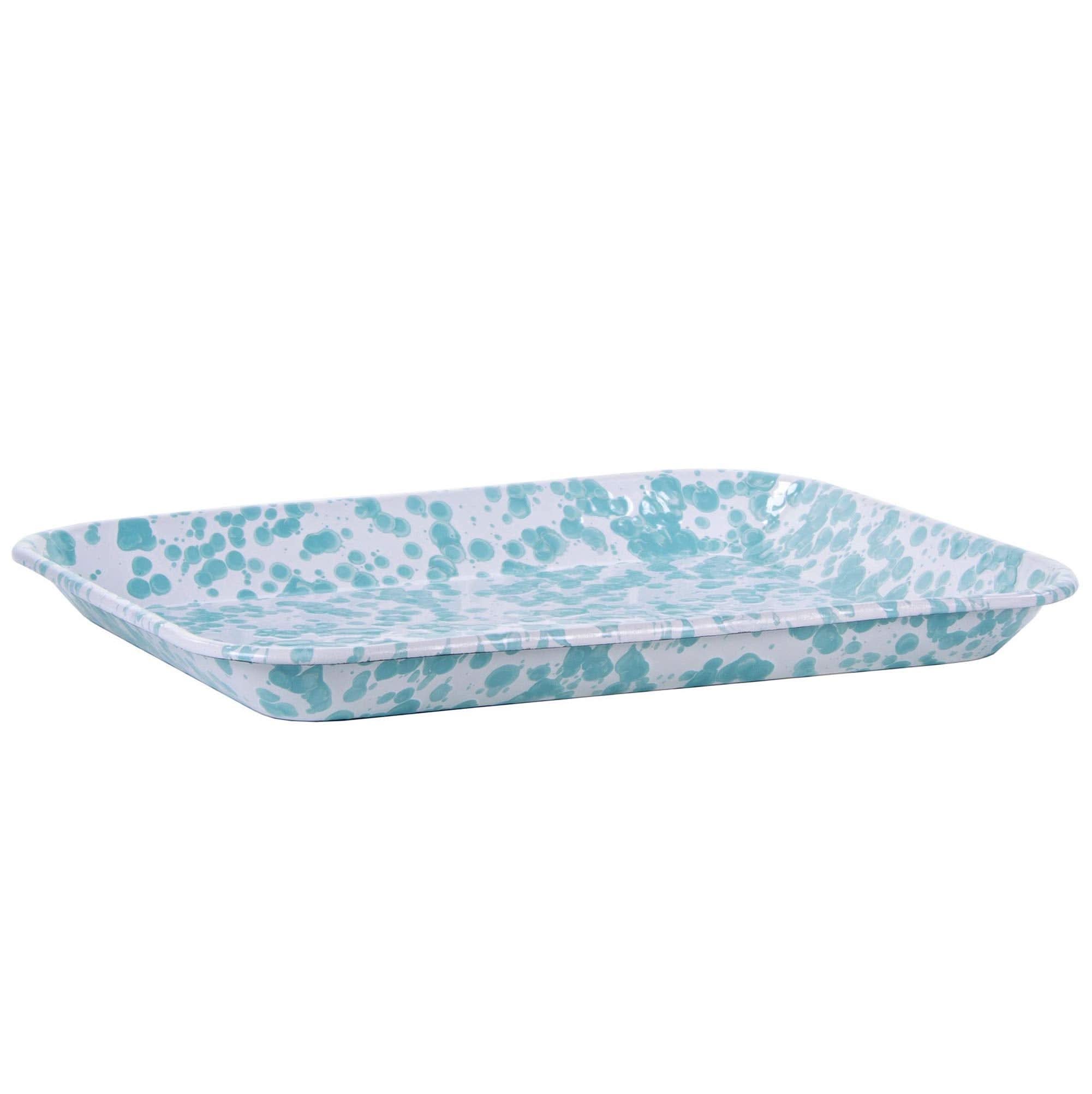 Enamelware Quarter Sheet Trays - Durable Spatterware Set of 2